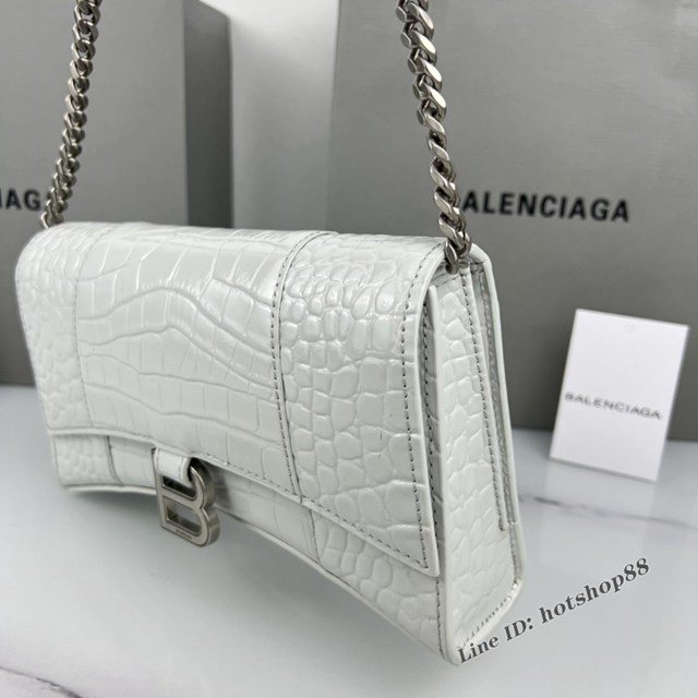 Balenciaga專櫃爆款鱷魚紋牛皮女包鏈條包 巴黎世家經典沙漏鏈條斜挎包 fyj1046